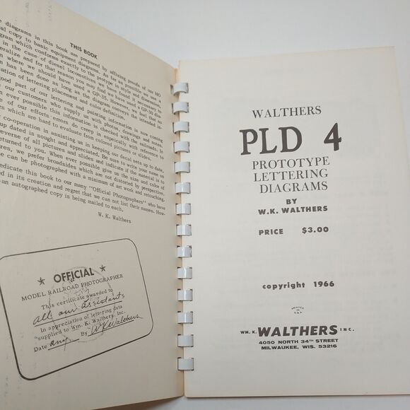 Walthers PLD 4 Prototype Lettering Diagrams by W.K. Walthers paperback 1972 - Picture 3 of 5